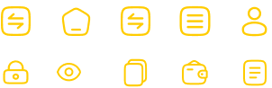 Icon set in gold on navy background