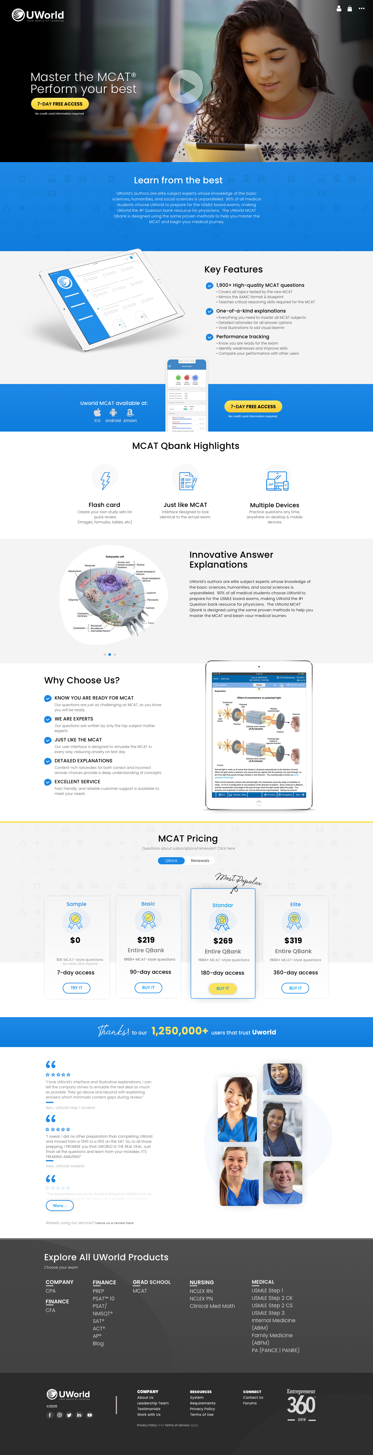 Landing page, after