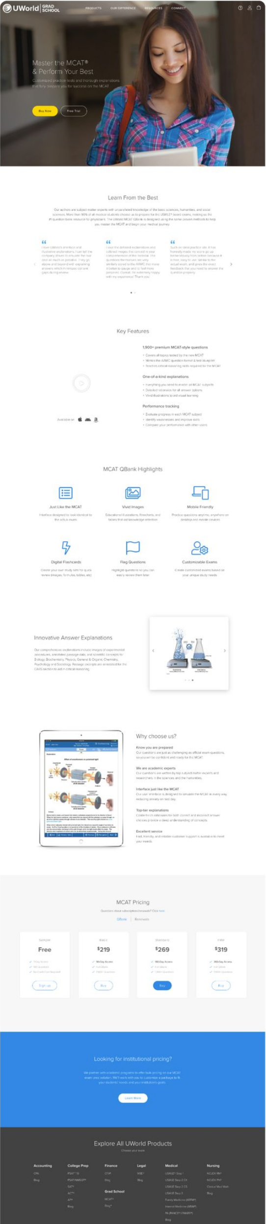 Landing page, before