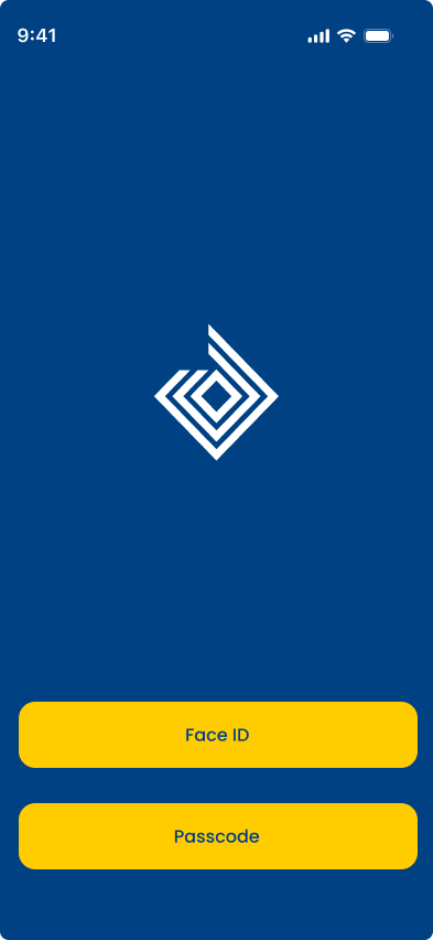Sign in screen with Face ID and passcode options