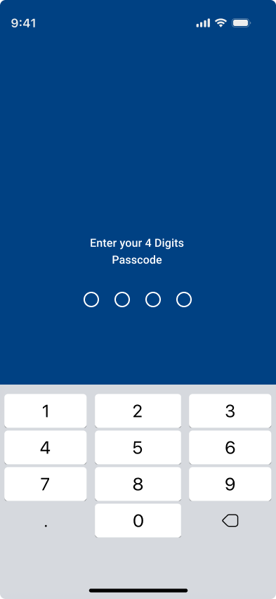 Passcode entry screen with sign out option
