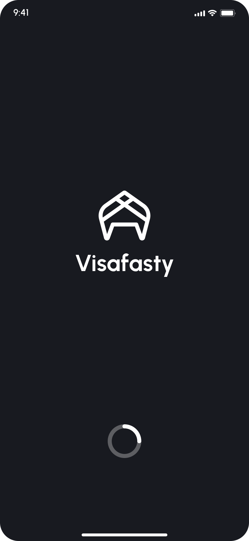Visafasty splash, dark mode
