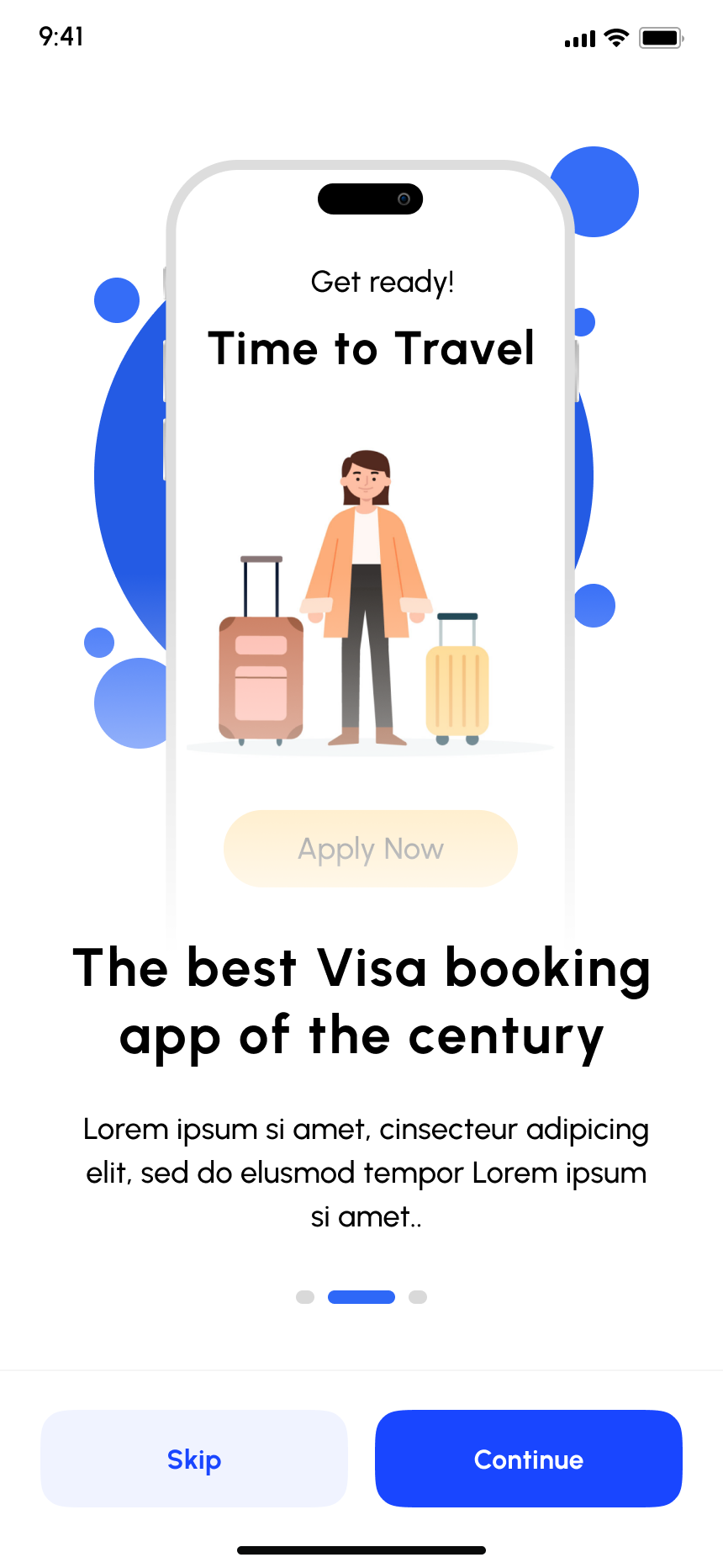 Visafasty onboarding step 1, light mode