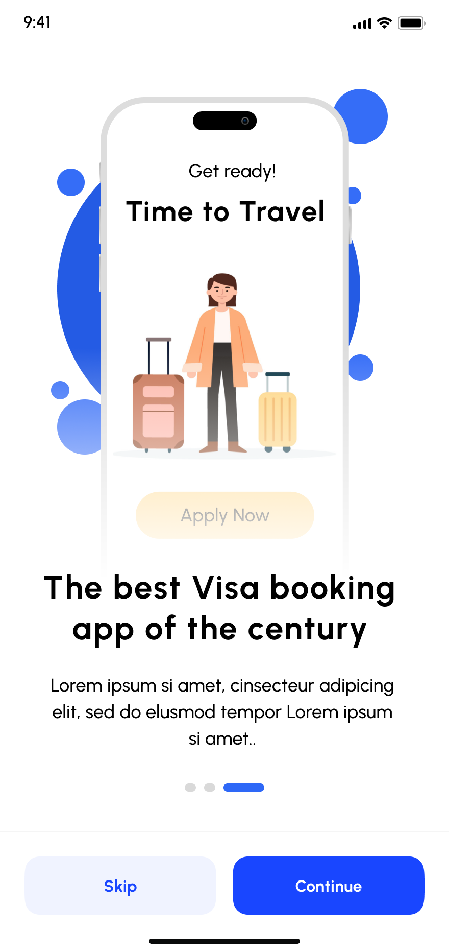 Visafasty onboarding step 2, light mode